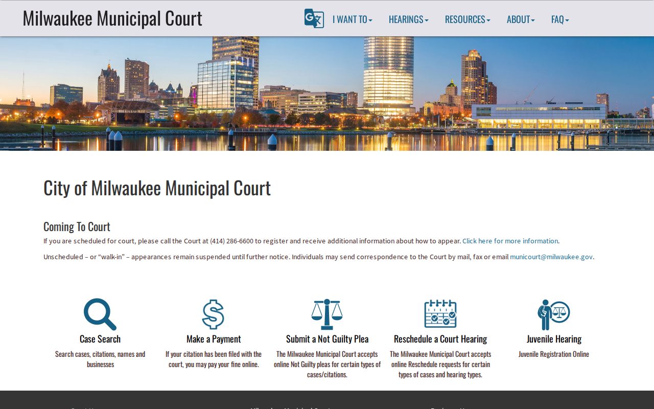 Milwaukee criminal history municipal court public case search