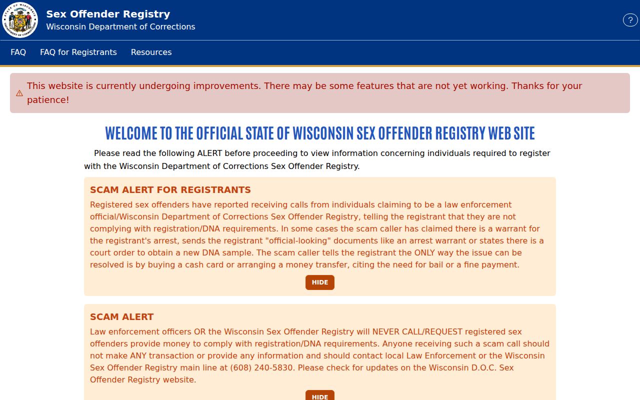 Milwaukee County sex offender check through the Wisconsin public registry